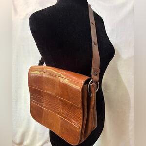 Vintage Banana Republic Y2K 2002 Patchwork Leather Shoulder Bag Stitched Handle
